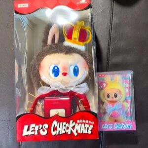 NWT Bundle Pop Mart Labubu Let's Checkmate King & Hanging card Plush Figures